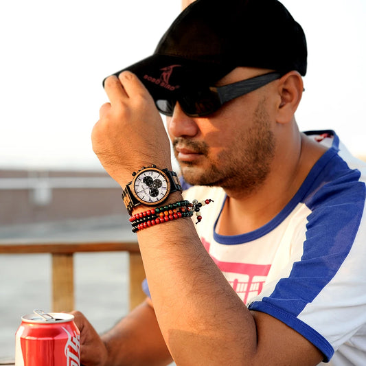 Ares Chrono Watch – Wood & Steel, Luminous Hands & Men’s Precision
