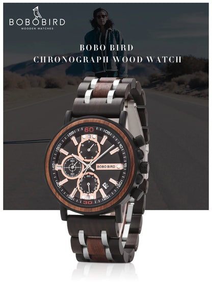 Cadmus Wooden Watch – Luxury Chronograph, Military Style & Wooden Box