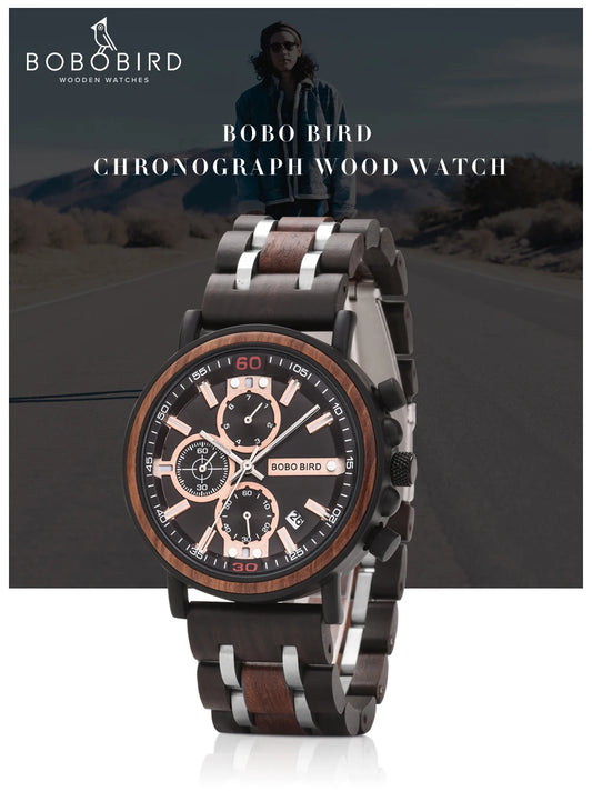 Cadmus Wooden Watch – Luxury Chronograph, Military Style & Wooden Box