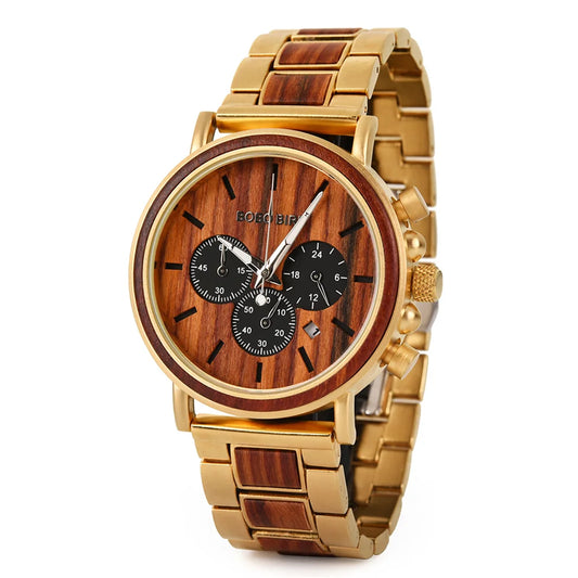 Tiberius Holz Stil Herren Uhr