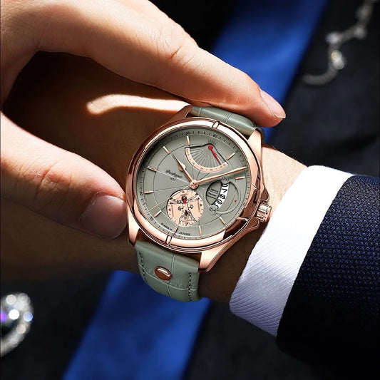 Ragnar Sport Watch – Waterproof, Luminous, Date & Leather Quartz Precision