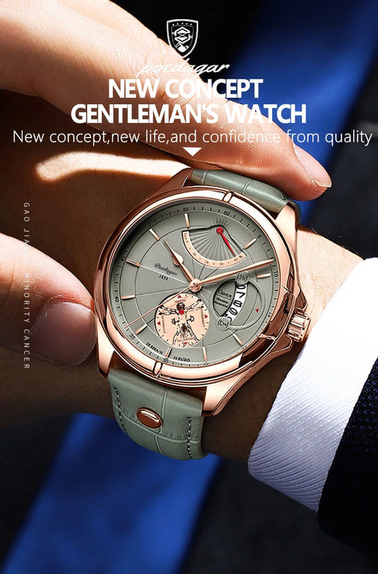 Ragnar Sport Watch – Waterproof, Luminous, Date & Leather Quartz Precision