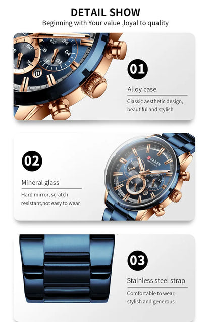 Brutus Chrono Watch – Military Sport, Waterproof & Blue Steel Design