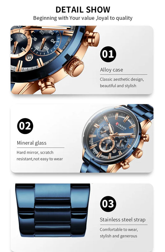 Brutus Chrono Watch – Military Sport, Waterproof & Blue Steel Design