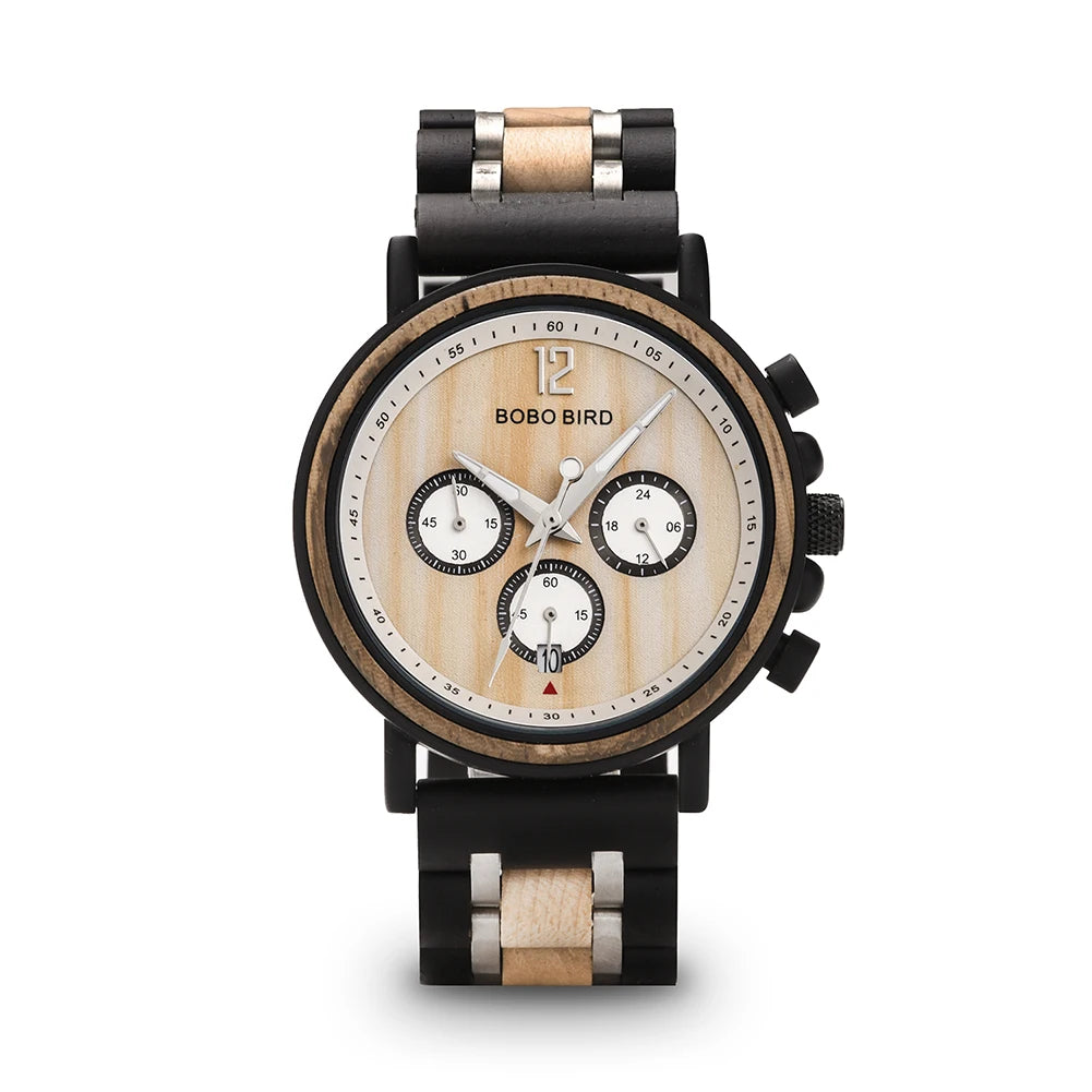Odysseus Wooden Watch – Luxury Chronograph, Auto Date & Fashion Gift
