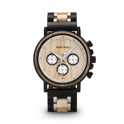 Odysseus Wooden Watch – Luxury Chronograph, Auto Date & Fashion Gift