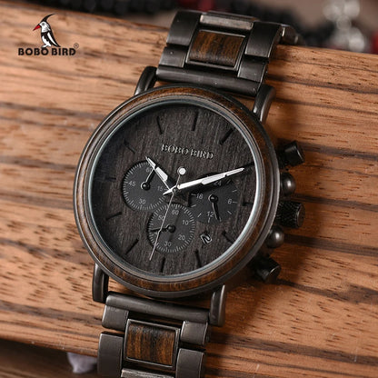 Tiberius Holz Stil Herren Uhr