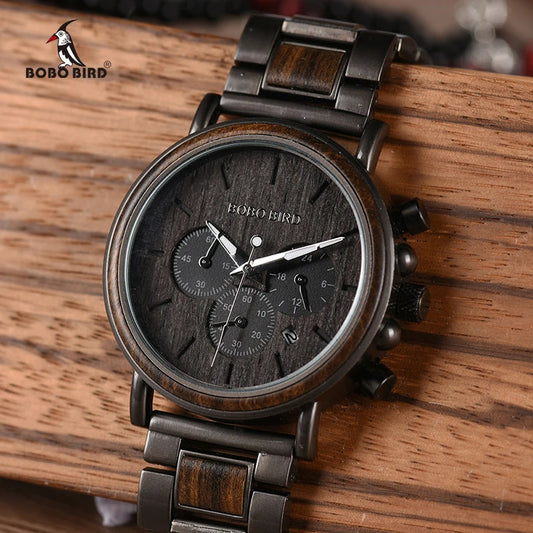 Tiberius Holz Stil Herren Uhr