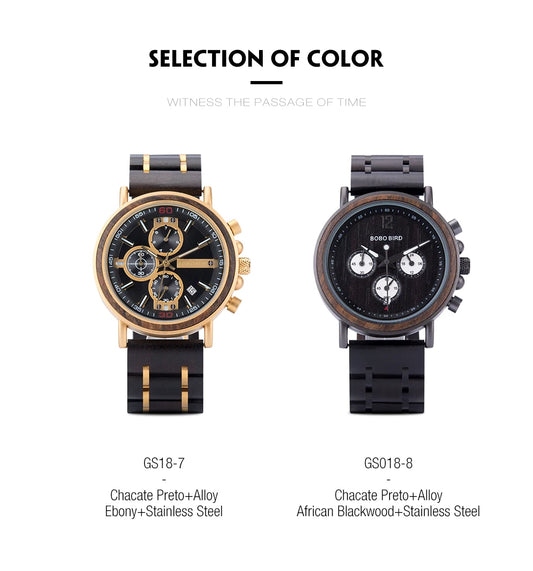 Odysseus Wooden Watch – Luxury Chronograph, Auto Date & Fashion Gift