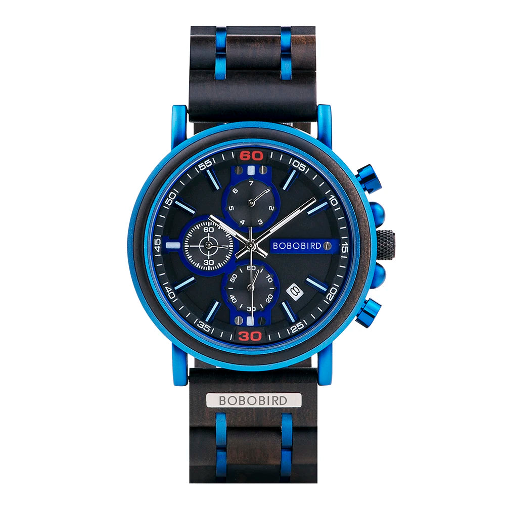 Odysseus Wooden Watch – Luxury Chronograph, Auto Date & Fashion Gift