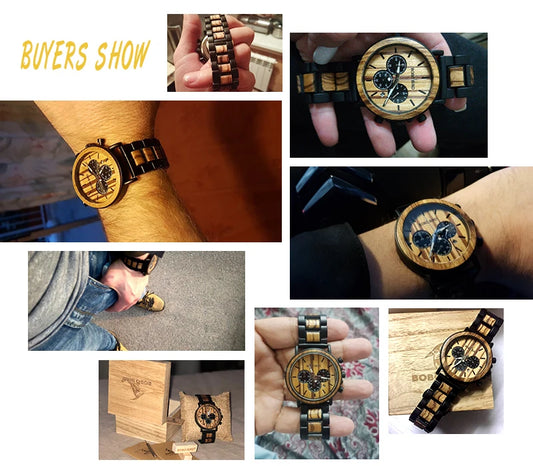 Ares Chrono Watch – Wood & Steel, Luminous Hands & Men’s Precision