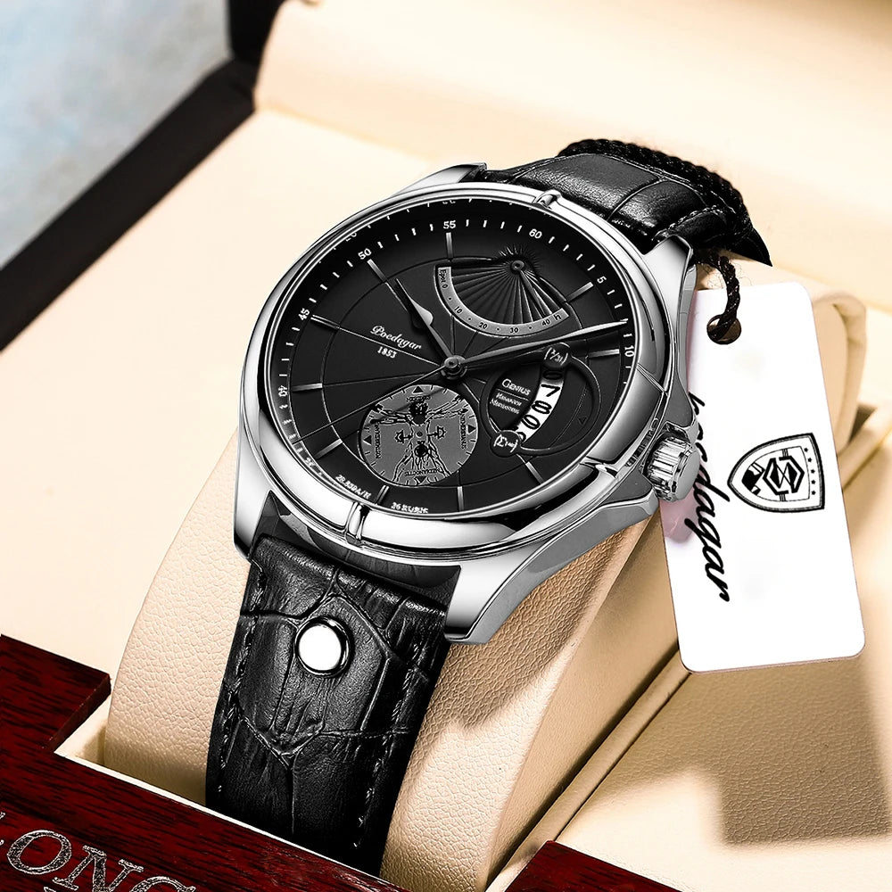 Ragnar Sport Watch – Waterproof, Luminous, Date & Leather Quartz Precision