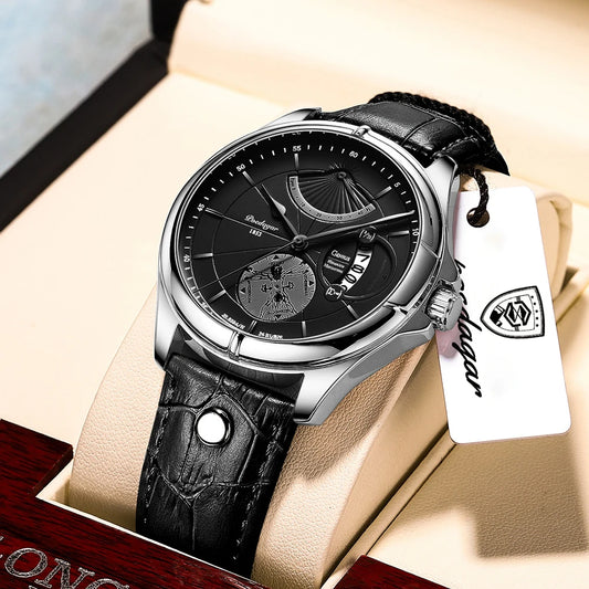 Ragnar Sport Watch – Waterproof, Luminous, Date & Leather Quartz Precision