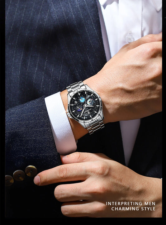 Trajan Chrono Watch – Luxury, Waterproof, Luminous & Date Display Steel