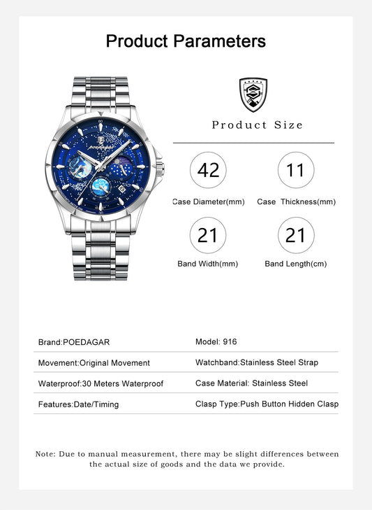Trajan Chrono Watch – Luxury, Waterproof, Luminous & Date Display Steel