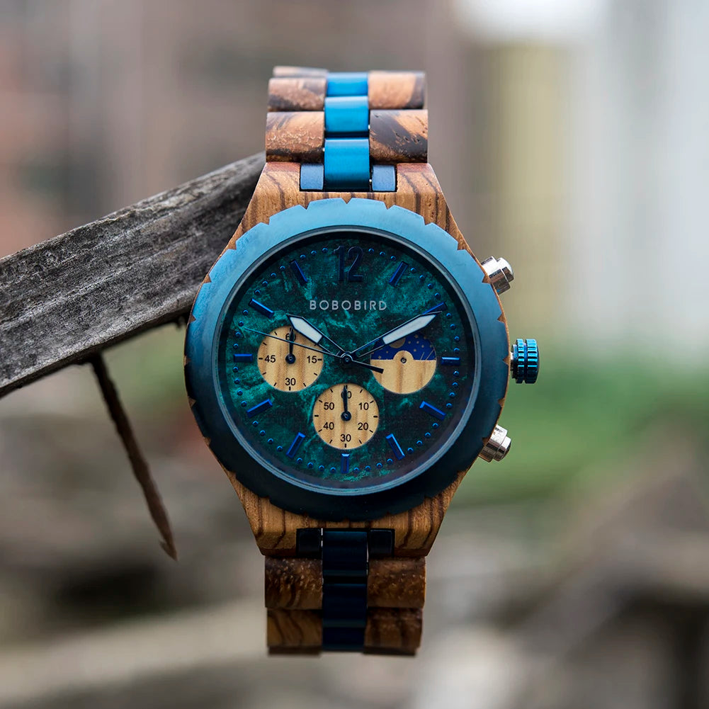 Diomedes Wooden Watch – Luxury Chronograph, Military Quartz Precision