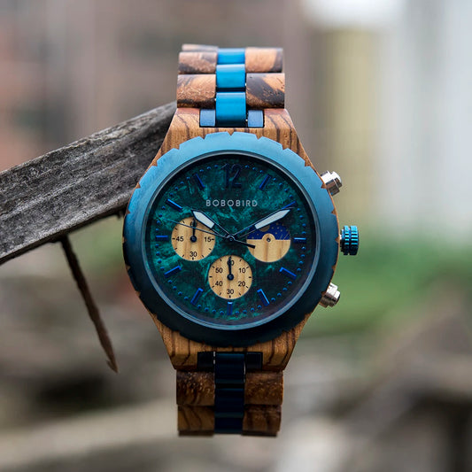 Diomedes Wooden Watch – Luxury Chronograph, Military Quartz Precision