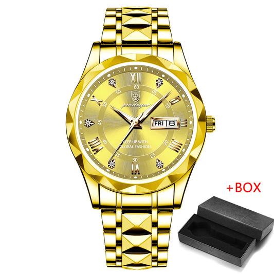 Zephyros Quartz Watch – Green Dial, Waterproof & Luminous Steel Design