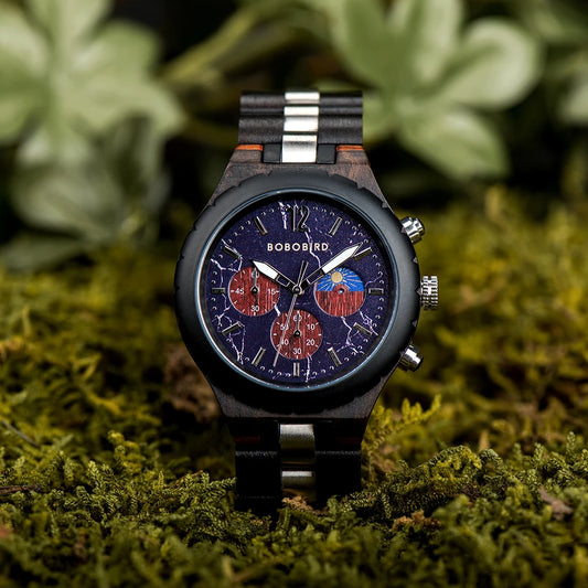Diomedes Wooden Watch – Luxury Chronograph, Military Quartz Precision