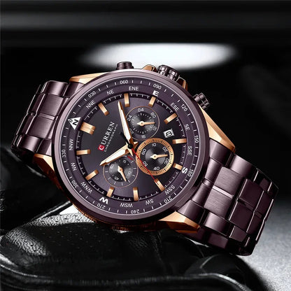 Cassius Chrono Watch – Military Sport, Waterproof & Silver Steel Design