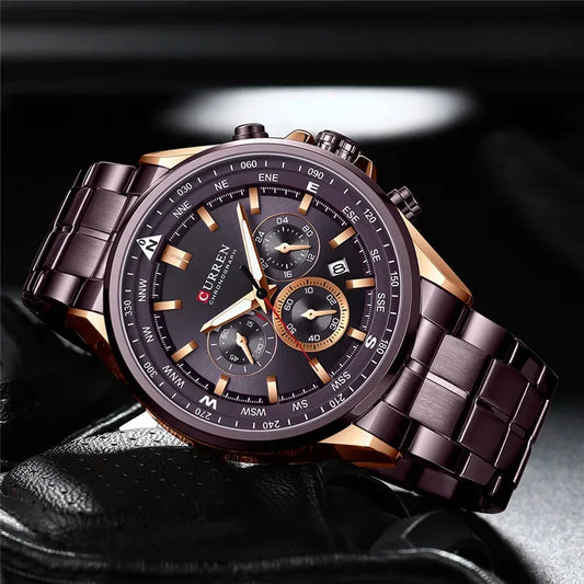 Cassius Chrono Watch – Military Sport, Waterproof & Silver Steel Design