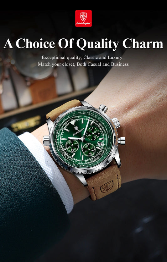 Charon Luxus Herren uhr  Wasserdicht Chronograph Leder