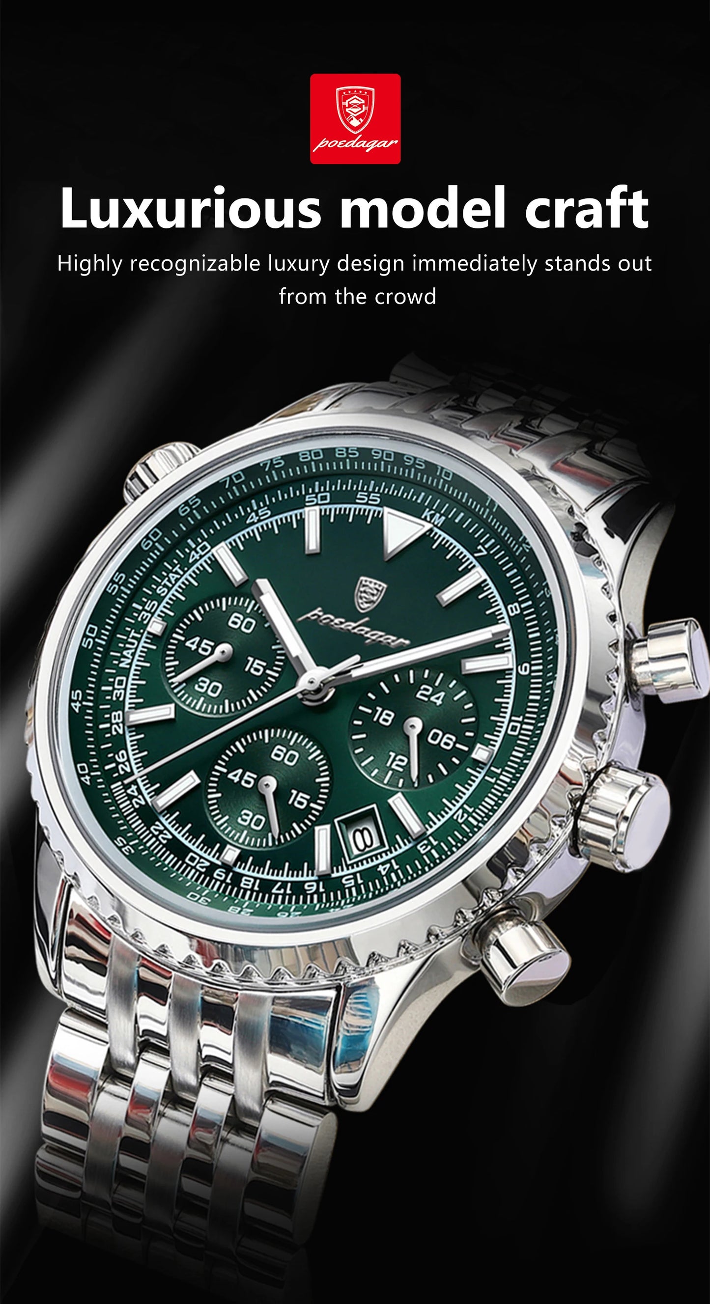 Kronos Luxus Uhr Edelstahl für Herren Wasserdicht