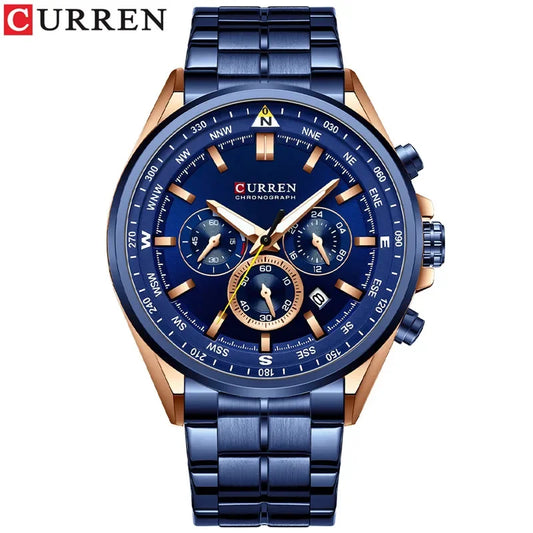 Cassius Chrono Watch – Military Sport, Waterproof & Silver Steel Design