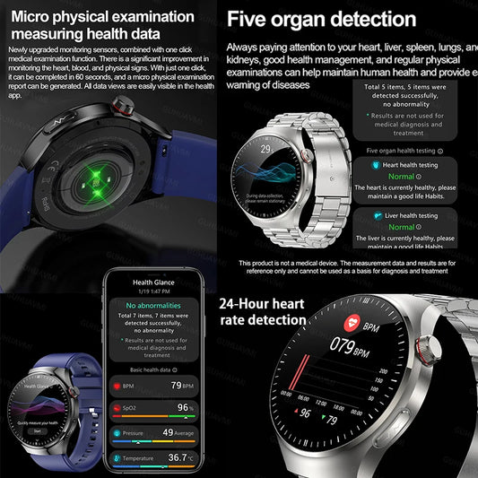 SmartWatch Genny - 2024 Gesundheits-Smartwatch | EKG, Blutzucker, Herzfrequenz, Blutdruck