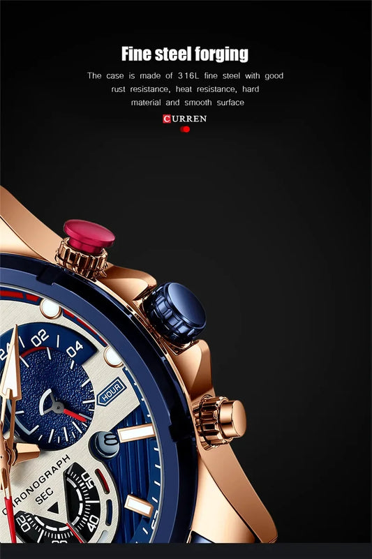 Hadrian Chrono Watch – Military Sport, Waterproof & Stainless Steel Elegance