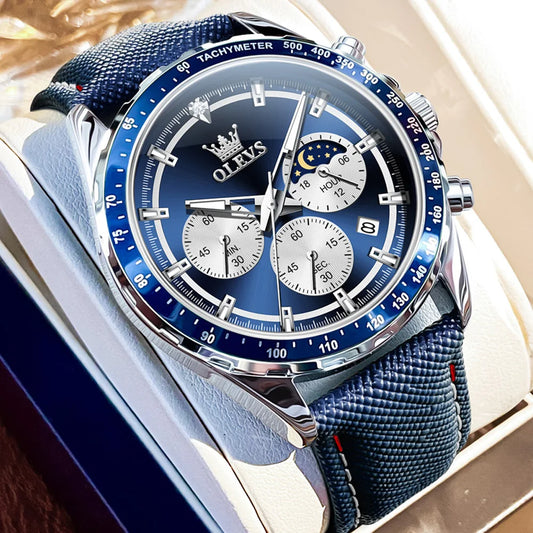 Hector Chrono Watch – Green Dial, Multifunctional & Waterproof Leather Design