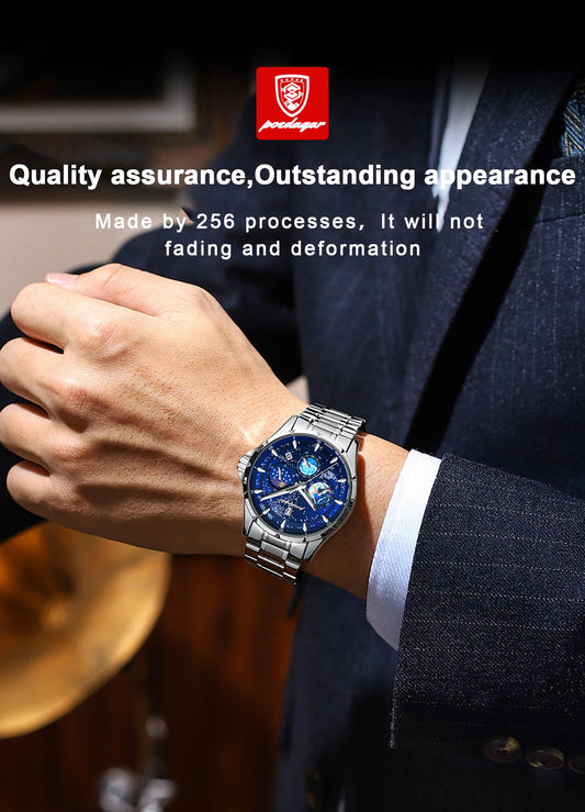 Trajan Chrono Watch – Luxury, Waterproof, Luminous & Date Display Steel