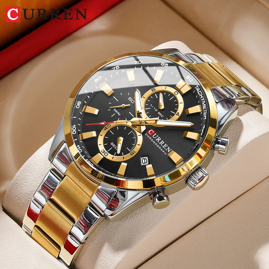 Flavius Chrono Watch – Sporty Elegance, Stainless Steel & Date Display