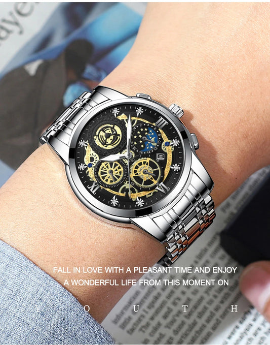 Seneca Quartz Watch – Stainless Steel, Luminous Dial & Waterproof Elegance