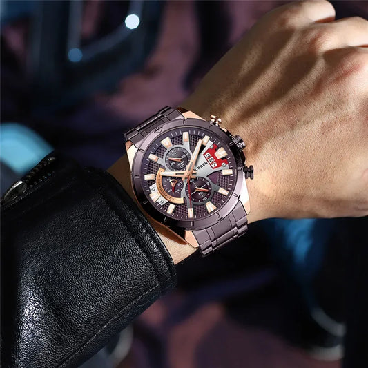 Hadrian Chrono Watch – Military Sport, Waterproof & Stainless Steel Elegance