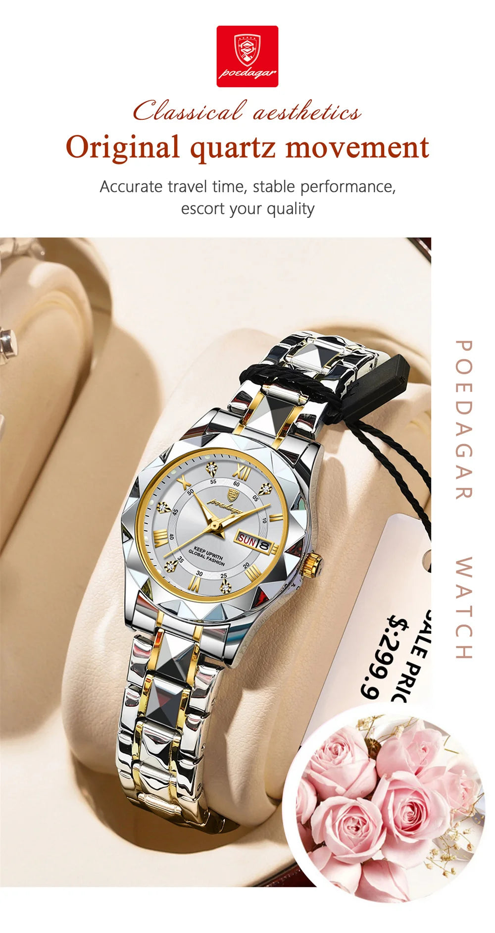 Seneca Edelstahl Elegante Damen Uhr