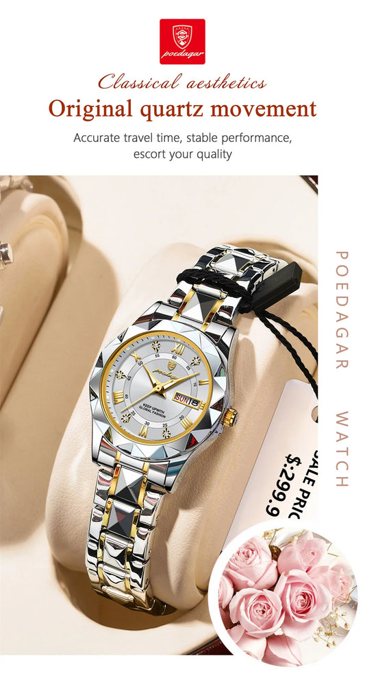 Seneca Edelstahl Elegante Damen Uhr