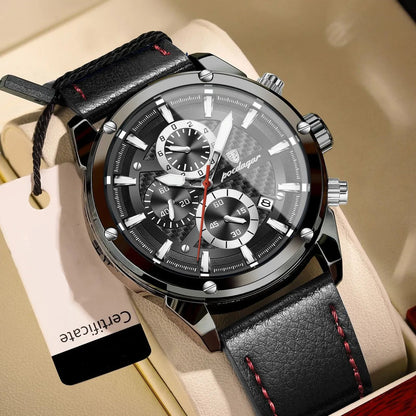 Maximus Sport Watch – Military Style, Waterproof, Luminous & Leather Quartz Chrono