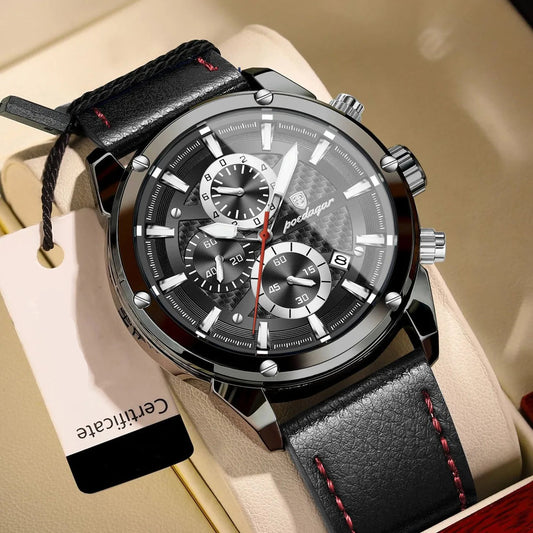 Maximus Sport Watch – Military Style, Waterproof, Luminous & Leather Quartz Chrono
