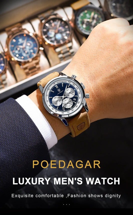 Leonidas Chrono Watch – Luxury, Waterproof, Luminous & Leather Quartz Design