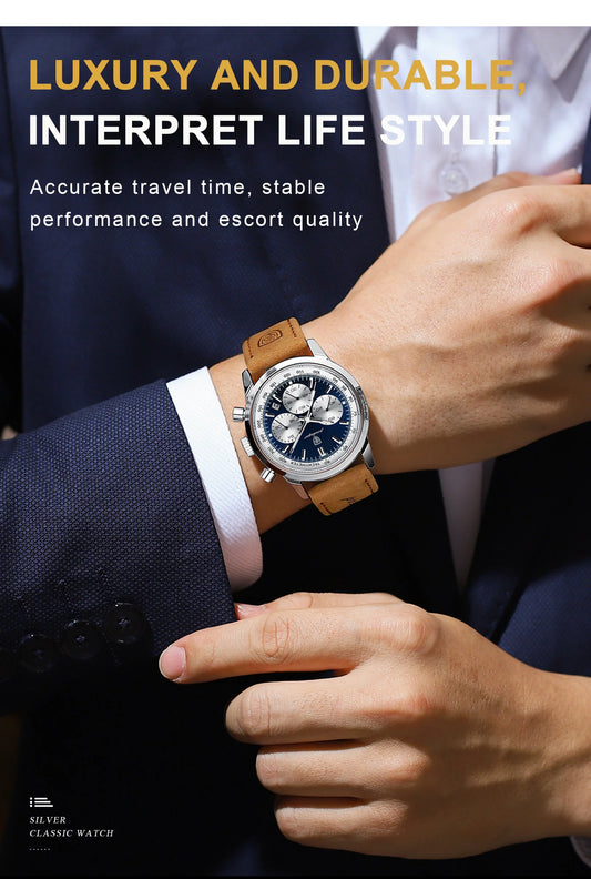 Leonidas Chrono Watch – Luxury, Waterproof, Luminous & Leather Quartz Design