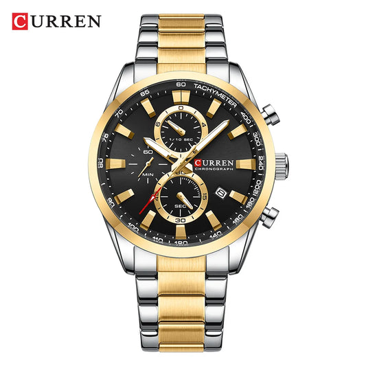 Flavius Chrono Watch – Sporty Elegance, Stainless Steel & Date Display