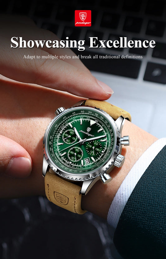 Charon Luxus Herren uhr  Wasserdicht Chronograph Leder
