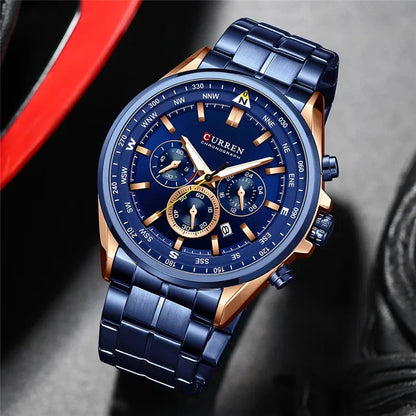 Cassius Chrono Watch – Military Sport, Waterproof & Silver Steel Design