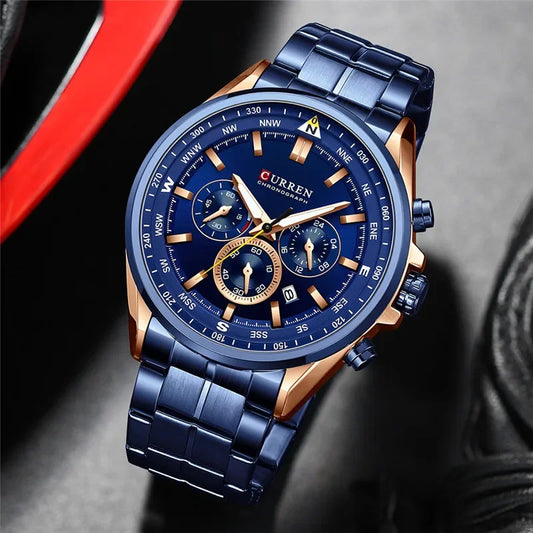 Cassius Chrono Watch – Military Sport, Waterproof & Silver Steel Design