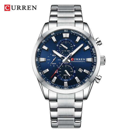 Flavius Chrono Watch – Sporty Elegance, Stainless Steel & Date Display