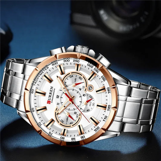 Hadrian Chrono Watch – Military Sport, Waterproof & Stainless Steel Elegance