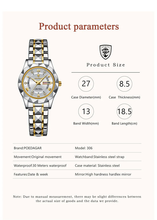Seneca Edelstahl Elegante Damen Uhr