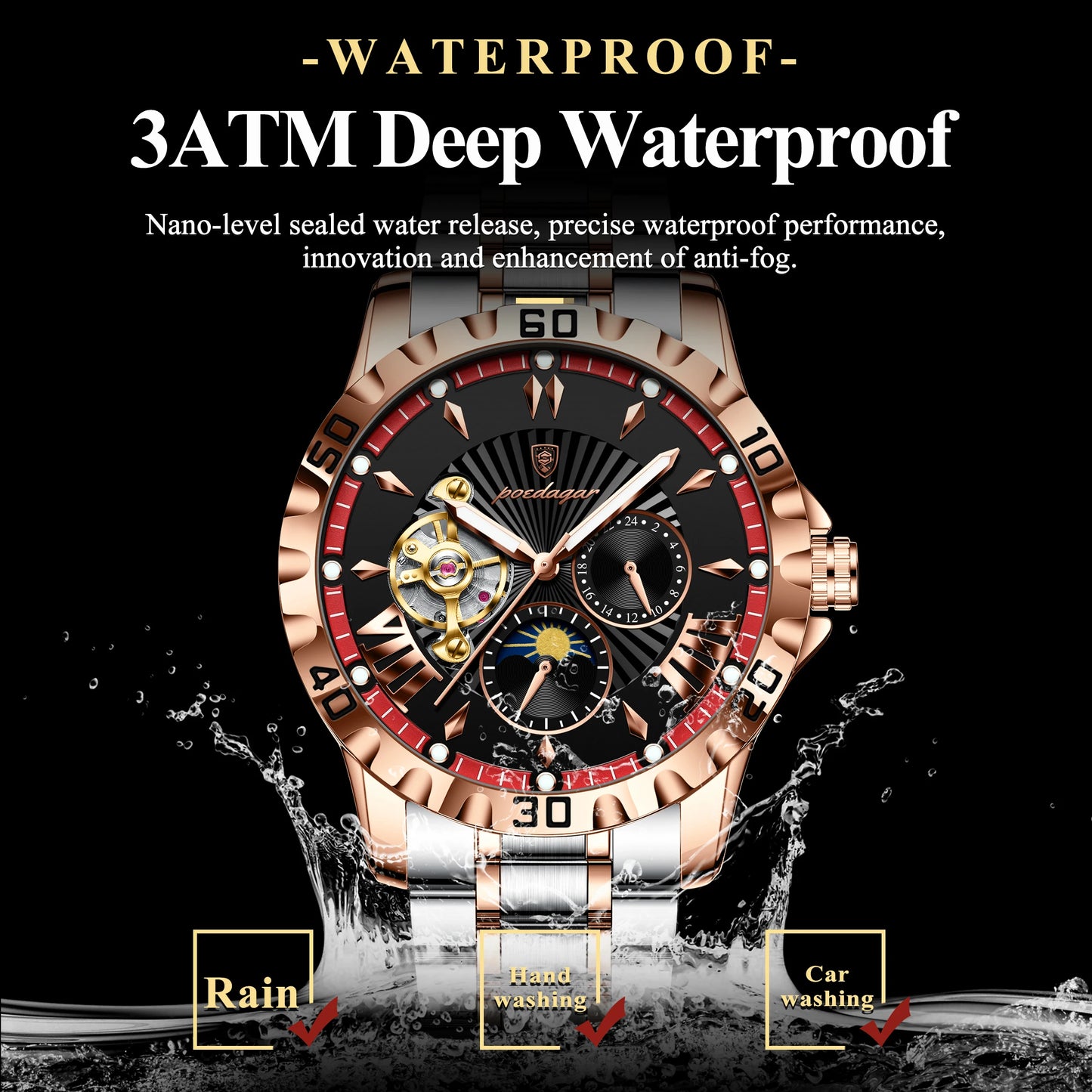 Marcus Aurelius Tourbillon – Automatic, Luminous & Waterproof Steel
