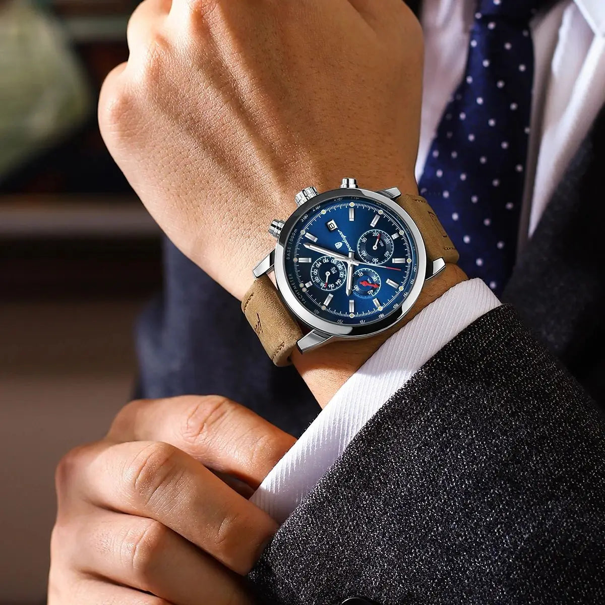 Scipio Chrono Watch – Luxury, Waterproof, Luminous & Leather Date Design